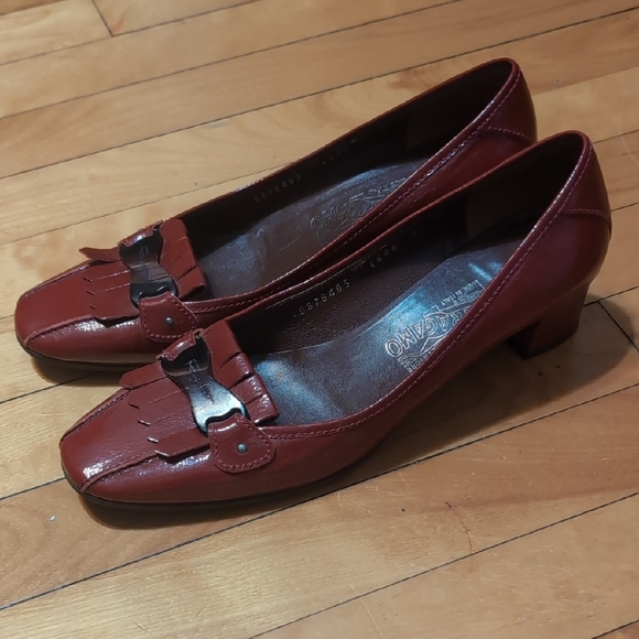 Salvatore Ferragamo Shoes - Salvatore Ferragamo Dark Brick  Red Leather Loafers 9.5